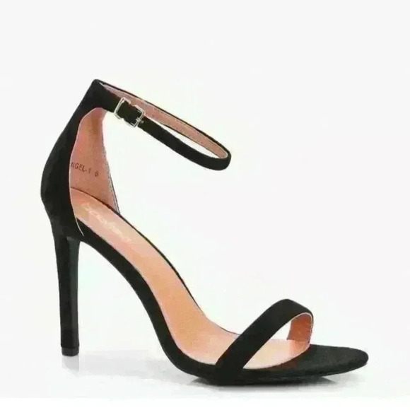 Women's Boohoo Evie 2 Part Black Sandals Heels Size 8 US, 5 UK $44 - Picture 1 of 4
